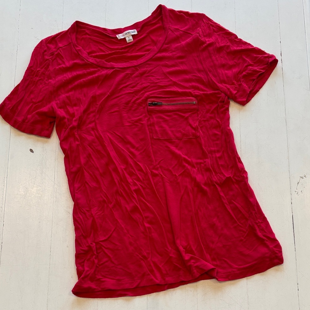 Zenana Outfitters Red Short Sleeve Pocket Tee